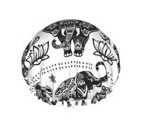 Cuffia da doccia con stampa di elefanti bohémien, cuffia da doccia foderata per le donne riutilizzabile, cuffia da bagno impermeabile a doppio strato