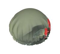 Cuffia da doccia con stampa di fiore di loto e libellula, da donna, grande, lavabile, con fascia elastica