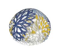 Cuffia da doccia con stampa di fiori colorati, riutilizzabile, a doppio strato, mantiene i capelli asciutti, si adatta a tutte le teste