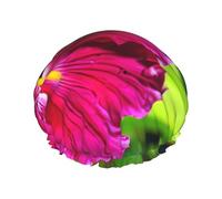 Cuffia da doccia con stampa di fiori di ibisco, riutilizzabile, a doppio strato, mantiene i capelli asciutti, si adatta a tutte le teste
