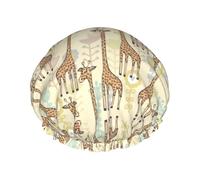 Cuffia da doccia con stampa di giraffe disegnate a mano, riutilizzabile, a doppio strato, mantiene i capelli asciutti, si adatta a tutte le teste