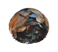 Cuffia da doccia con stampa di loto bianco bohémien, riutilizzabile, appositamente progettata per i capelli lunghi delle donne, struttura a doppio strato, adatta per il bagno.