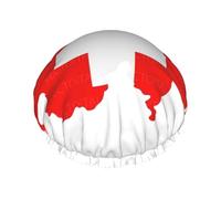 Cuffia da doccia con stampa di mappa della bandiera svizzera, cuffia da doccia foderata per donne riutilizzabile, cuffia da bagno impermeabile a doppio strato