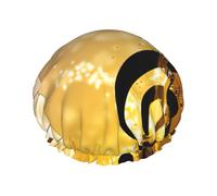 Cuffia da doccia con stampa di note musicali per pianoforte, violino, cuffia da doccia foderata per donne, riutilizzabile, cuffia da bagno impermeabile a doppio strato