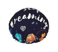 Cuffia da doccia con stampa di pianeti, cuffia da doccia foderata per donne, riutilizzabile, cuffia da bagno impermeabile a doppio strato