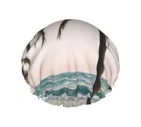 Cuffia da doccia con stampa di piccione dei cartoni animati, da donna, a doppio strato, elastica, per casa, spa, hotel e parrucchieri