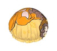 Cuffia da doccia con stampa di scoiattolo con semi di girasole, cuffia da bagno riutilizzabile a doppio strato, cuffia da doccia traspirante per viaggi, hotel e uso domestico