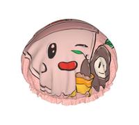 Cuffia da doccia con stampa di semi di girasole e fragole - Cuffia da bagno riutilizzabile a doppio strato - Cuffia da doccia traspirante per viaggi, hotel e uso domestico