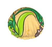 Cuffia da doccia con stampa di semi di girasole e girasoli - Cuffia da bagno riutilizzabile a doppio strato - Cuffia da doccia traspirante per viaggi, hotel e uso domestico