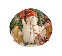 Cuffia da doccia con stampa di stelle e albero di Natale, cuffia da doccia foderata per le donne riutilizzabile, cuffia da bagno impermeabile a doppio strato