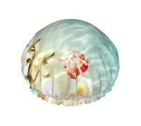 Cuffia da doccia con stampa di stelle marine, cuffia da doccia foderata per le donne riutilizzabile, cuffia da bagno impermeabile a doppio strato