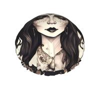 Cuffia da doccia con stampa di stregoneria magica, con stampa bohémien, cuffia da doccia foderata per donna, riutilizzabile, cuffia da bagno impermeabile a doppio strato