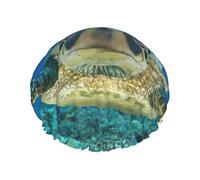 Cuffia da doccia con stampa di tartarughe marine, cuffia da doccia foderata per le donne riutilizzabile, cuffia da bagno impermeabile a doppio strato