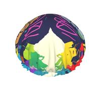 Cuffia da doccia con stampa di vantaggio del cervello sinistro e destro, cuffia da doccia foderata per le donne riutilizzabile, cuffia da bagno impermeabile a doppio strato