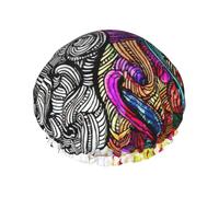 Cuffia da doccia con stampa di vantaggio del cervello sinistro e destro, cuffia da doccia foderata per le donne riutilizzabile, cuffia da bagno impermeabile a doppio strato