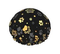 Cuffia da doccia con stampa di zampa di cane, cuffia riutilizzabile con protezione a doppio strato, traspirante e resistente, cuffia da bagno da viaggio