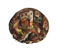 Cuffia da doccia con stampa Dream Castle, riutilizzabile, a doppio strato, traspirante, ad asciugatura rapida, perfetta per casa, spa, hotel e viaggi