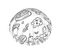 Cuffia da doccia con stampa fast food da donna, a doppio strato, elastica, per casa, spa, hotel e parrucchieri