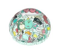 Cuffia da doccia con stampa illustrazione I Love The 90s con morbida fodera, doppio strato lavabile, ampia fascia elastica per capelli per vasca da bagno