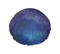 Cuffia da doccia con stampa interstellare Universo con stelle e galassie, cuffia per capelli riutilizzabile con protezione a doppio strato, traspirante e resistente, per viaggi