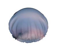 Cuffia da doccia con stampa Lake under Sunset - Cuffia riutilizzabile per capelli da bagno, doppio strato, cinghia elastica regolabile, durevole essenziale da viaggio