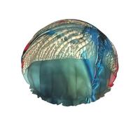 Cuffia da doccia con stampa libellula sul fiore, cuffia da doccia foderata per donne riutilizzabile, cuffia da bagno impermeabile a doppio strato