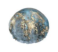 Cuffia da doccia con stampa marmorizzata cuffie da bagno elastiche riutilizzabili per capelli da doccia a doppio strato