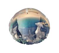 Cuffia da doccia con stampa Merry Christmas Candle, riutilizzabile con protezione a doppio strato, traspirante e resistente, per viaggi