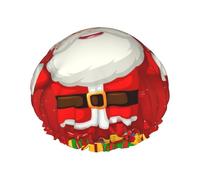 Cuffia da doccia con stampa Merry Christmas, cuffia da bagno riutilizzabile a doppio strato, mantiene i capelli asciutti, si adatta a tutte le teste