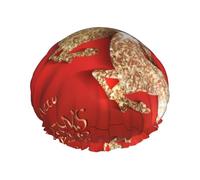 Cuffia da doccia con stampa Merry Christmas - Cuffia riutilizzabile per capelli con protezione a doppio strato, traspirante e resistente, per viaggi