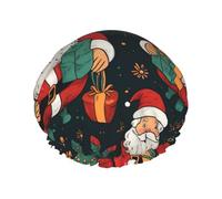 Cuffia da doccia con stampa Merry Christmas - doppio strato, traspirante, cinghia elastica regolabile, essenziale da viaggio durevole
