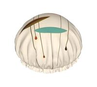 Cuffia da doccia con stampa moderna di metà secolo, cuffia da doccia foderata per le donne riutilizzabile, cuffia da bagno impermeabile a doppio strato