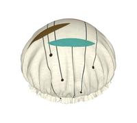 Cuffia da doccia con stampa moderna di metà secolo, cuffia da doccia foderata per le donne riutilizzabile, cuffia da bagno impermeabile a doppio strato