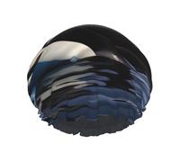 Cuffia da doccia con stampa orca killer whale, cuffia da doccia foderata per donne riutilizzabile, cuffia da bagno impermeabile a doppio strato