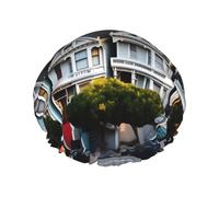 Cuffia da doccia con stampa San Francisco, riutilizzabile, a doppio strato, mantiene i capelli asciutti, si adatta a tutte le teste