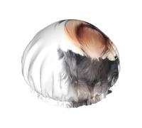 Cuffia da doccia con stampa schnauzer ben educata, riutilizzabile, a doppio strato, con fascia elastica, perfetta per casa, spa, hotel e viaggi