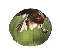 Cuffia da doccia con stampa selvaggia e volante, riutilizzabile, a doppio strato, mantiene i capelli asciutti, si adatta a tutte le teste