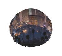 Cuffia da doccia con stampa skyline di Los Angeles, elastica e riutilizzabile, per capelli lunghi e corti, cuffia per capelli a doppio strato