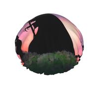 Cuffia da doccia con stampa spaventosa di Halloween, cuffia riutilizzabile per capelli con protezione a doppio strato, traspirante e resistente, cappello da bagno da viaggio