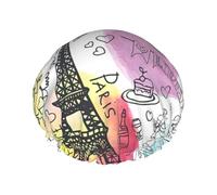 Cuffia da doccia con stampa Tour Eiffel francese di Parigi, da donna, grande fascia elastica lavabile