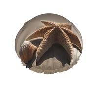 Cuffia da doccia con stelle marine e conchiglie sabbiose stampate, grande cuffia per la cura del viso, protezione per capelli riutilizzabile