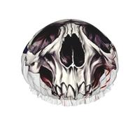 Cuffia da doccia con teschio con bandiera americana per le donne riutilizzabile a doppio strato cuffia da bagno tappi per capelli fascia elastica impermeabile da donna spa salone doccia cappelli per