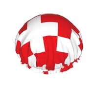 Cuffia da doccia, croce rossa, 1 cuffia da doccia da donna, riutilizzabile, impermeabile, cuffia per capelli per doccia, doppio strato, fascia elastica per capelli lunghi