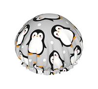 Cuffia da doccia Cute And Funny Penguin Pattern Cuffia da bagno riutilizzabile Elastic Bathing Shower Hat Soft Waterproof For Hair Caps of All Hair Lengths