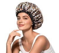 Cuffia da doccia da donna, alla moda, con doppio strato, impermeabile, riutilizzabile, per capelli corti e medi, esprimi il tuo stile unico con una cuffia da doccia con stampa leopardata audace e chic