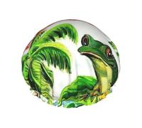 Cuffia da doccia da donna, con bandiera di Porto Rico e palme, cuffie da bagno elastiche e riutilizzabili, cuffia da doccia a doppio strato impermeabile, cuffie da doccia da bagno