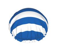 Cuffia da doccia da donna con bandiera greca, impermeabile, riutilizzabile, con cordino elastico lavabile, adatta per capelli lunghi e trecce, ideale per la doccia.