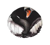 Cuffia da doccia da donna, con cigno bianco e nero, a doppio strato, spessa, riutilizzabile, impermeabile, con fascia elastica, lavabile, per uomini e donne, salone spa