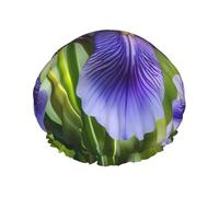 Cuffia da doccia da donna con fiore nazionale francese, impermeabile, riutilizzabile, con cordino elastico lavabile, adatta per capelli lunghi e trecce, ideale per la doccia.