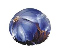 Cuffia da doccia da donna con fiori astratti blu, riutilizzabile e impermeabile, per bagno, cura della pelle e casa